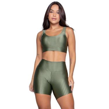 Imagem de Conjunto Top e Short New Zig 3D Serra e Mar Bojo Compressão Academia Treino Moda Fitness-Feminino