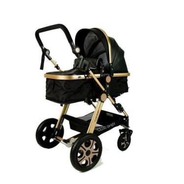 Imagem de Carrinho de Bebê Luxo Club Baby Preto C/ Alça e Selo Inmetro - Genéric
