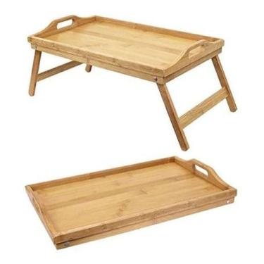 Imagem de Mesa Bandeja De Bambu Com Pes Retrateis 50x30cm - Oem