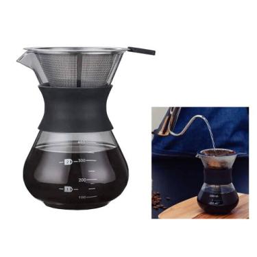 Imagem de Cafeteira tipo jarra vidro 400ml com coador inox e anel silicone café 