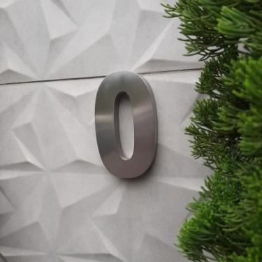 Imagem de Número 0 residencial em aço inox 30cm Casa Portão 3d- Estoque disponív