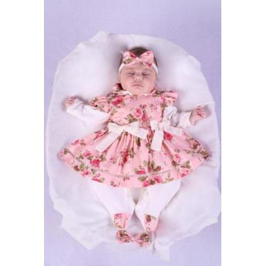 Imagem de Saída de Maternidade Para Bebe Menina Rose Beatriz 04 peças Floral Azu