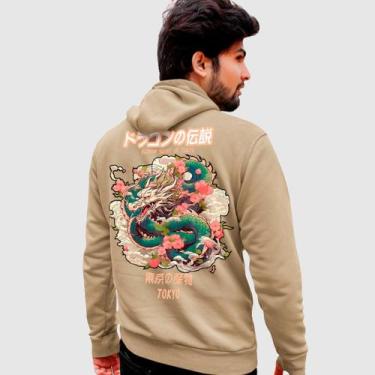 Imagem de Blusa Moletom Genuine Grit Masculina Estampada Algodão 30.1 Dragão Tok