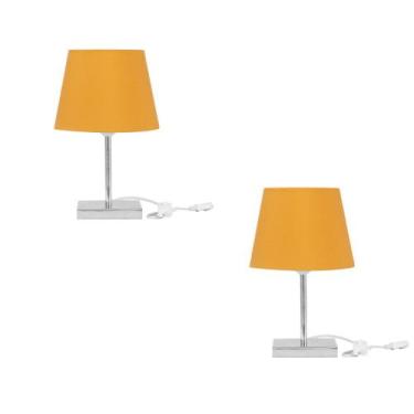 Imagem de Kit 2 Abajur Eros Dome Laranja com Base Quadrada Magnifico - MARRYLUZ