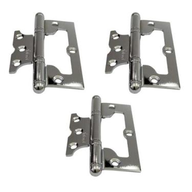 Imagem de 03 Dobradiça Porta Sobrepor Sem Rebaixo Aço Cromado - Tolemat