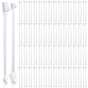 Imagem de Gerrii Escova de dentes para cães com 200 cabeças duplas, kit de escovação de dentes de cachorro com cerdas macias para cães e gatos e a maioria dos animais de estimação, limpeza dentária oral (branca