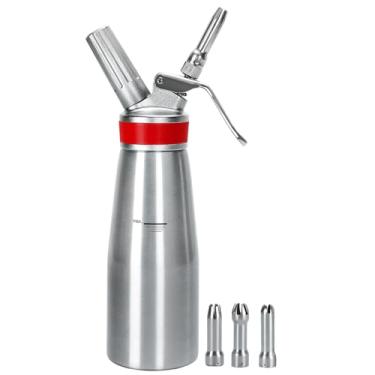 Imagem de Dispensador de chantilly profissional para chantilly, máquina de chantilly com 3 bocais inoxidáveis decorativos – carregadores N2o (não incluídos) (alumínio)