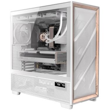 Imagem de Antec Flux Pro White, 6 x ventoinhas PWM incluídas, painel frontal de alto fluxo de ar com madeira de nogueira, suporte iShift PSU 90°, USB 3.0 x 2, tipo-C, suporte de radiador de 420 mm, visor de