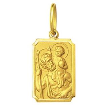 Imagem de Pingente Mini 0.9cm Quadrado Retangular Santos Ouro 18k ( 29 Santos ) 