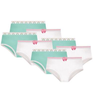 Imagem de Kit Com 8 Calcinhas Infantil Lisa Básica Selene Infanto Juvenil Para M