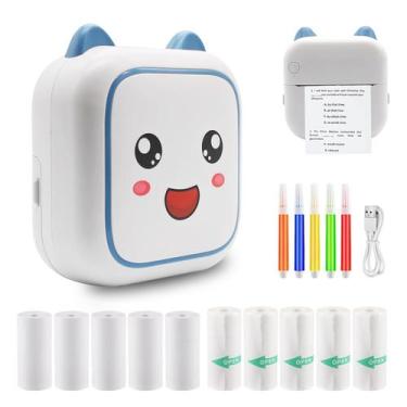 Imagem de Impressora de adesivos PRINHSJI Mini com 11 rolos de papel azul