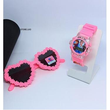 Imagem de Kit Relógio Infantil Digital Pisca Luz Toca Musica Princesas Frozen + 