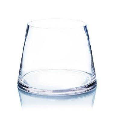 Imagem de WGV Vaso de vidro cônico, largura 20 cm, altura 15 cm, (várias opções de tamanhos) peça central de buquê de vaso floral cilíndrico transparente para decoração de casa, evento de casamento, 1 peça