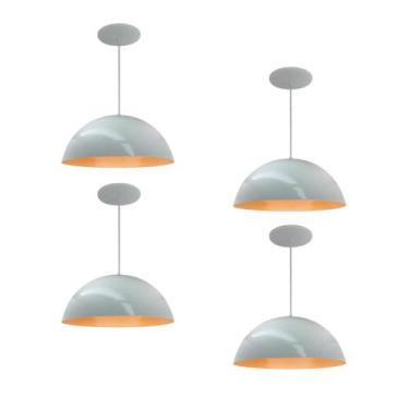 Imagem de Kit 4 Luminária Pendente Meia Lua 40cm Com Interior Laranja Fiação 110