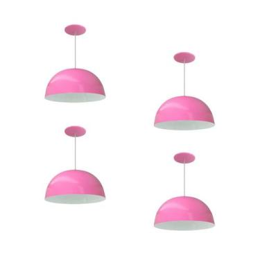 Imagem de Kit 4 Luminária Pendente Meia Lua 24cm Com Interior Branco Brilho Fiaç