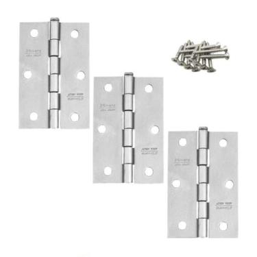 Imagem de Dobradiça Porta Armário Madeira Zincado 25kg + Parafusos Silvana - Sil