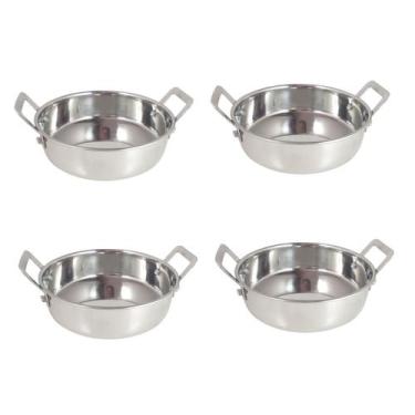 Imagem de 4 mini panelinha caçarola inox luxe p/ servir c/ alça m2 - Tuut