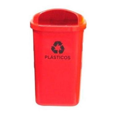 Imagem de Cesto Individual Para Coleta Seletiva Vermelho Sem Poste 50l - JSN, Ve