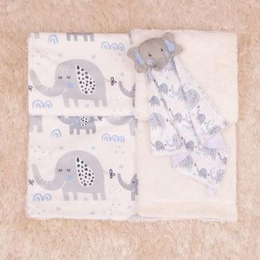 Imagem de Kit Cobertor com Naninha para Bebê 2 pcs - Miguel Baby Enxovais, Elefa