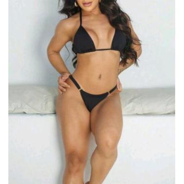 Imagem de Biquini Fita Duas Cores Moda Verão - JusceliaTricot, Preto, Mod01, Úni