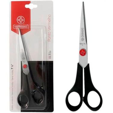 Imagem de Tesoura Hobby Mundial Patchwork Artesanato Costura 19cm, Ponto Vermelh