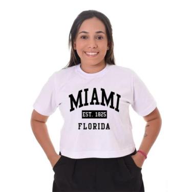 Imagem de Cropped Camiseta Algodão Miami Florida Blusinha Feminina Academia - ma