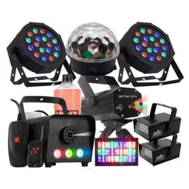 Imagem de Jogo Luz Kit Iluminação Festa Total 9x1 Laser Fumaça Strobo - A.R Vari