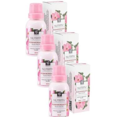 Imagem de OLEO FACIAL ROSA MOSQUETA NUTRITIV 30ml  NATUFLORES Kit 3und
