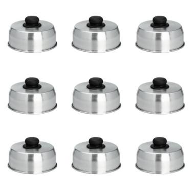 Imagem de 9 Abafadores De Hamburguer Tampa Para Chapa Lanche 16cm - LUDINOX