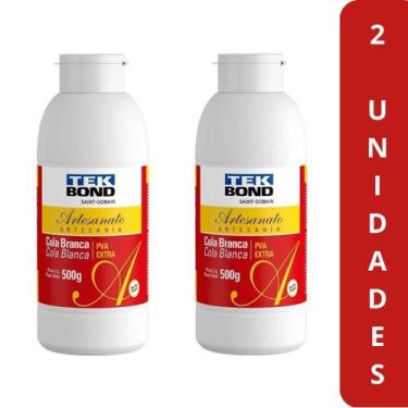 Imagem de 2 Cola Branca Pva Extra Forte Tekbond Artesanato 500 Gramas, Cola Arte