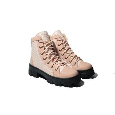 Imagem de Bota Feminina Tratorada Rosê Cano Médio Lançamento Dallu Calçados - Da