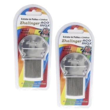 Imagem de Kit 2 Pente Fino Aço Inox Para Piolhos e Lêndeas - Zhalinger