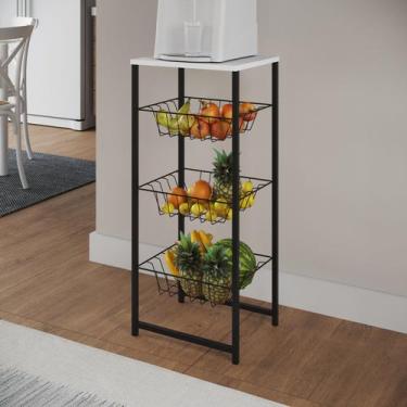 Imagem de Fruteira Montada Fixa Aço Preto Cesto Preto Tampo Branco - Veneza - Im