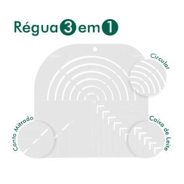 Imagem de Régua gabarito curva quadrado caixa leite canto mitrado 20cm (transpar