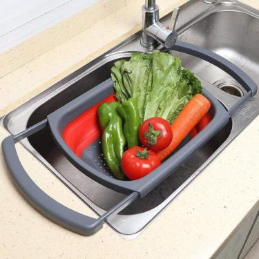 Imagem de Escorredor De Alimentos Em Silicone Retrátil Com Alças Ajustáveis - Ge