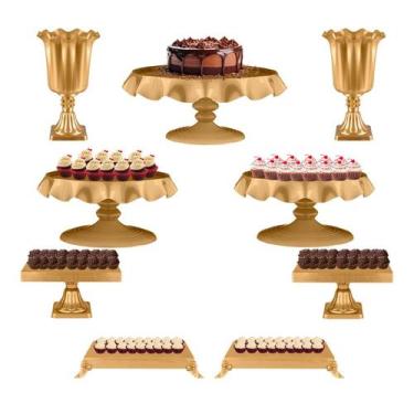 Imagem de Kit Festa 9 Peças - Mesa De Aniversário Completa - Boleira e Bandejas 