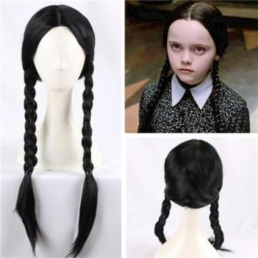 Imagem de Peruca Wandinha Longa Cosplay Preto Família Adams - C/N