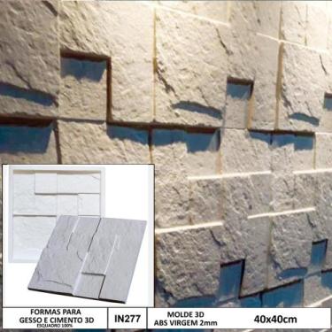 Imagem de Forma 3d molde para gesso 3d mosaico rustico 40x40cm em abs 2mm gesso 