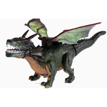 Imagem de Brinquedo Dragão Dinossauro 45cm Bate Asas E Anda na cor verde. - fun 