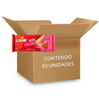 Imagem de Biscoito Wafer Morango Liane contendo 3 unidades de 90g cada
