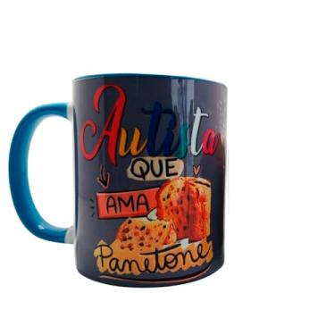 Imagem de Kit Canecas Decorativas Azul Autista que Ama Panetone e chocotone + chaveiro