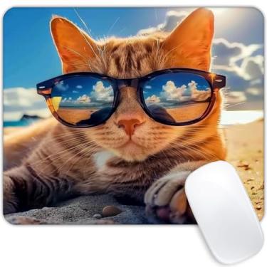 Imagem de Sunshine Beach Capas para gatos Tapete de mouse pad base de borracha antiderrapante para computadores, laptop, acessórios de mesa de escritório, mouse pad