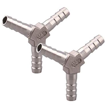 Imagem de DERPIPE Farpa de mangueira de aço inoxidável, 3/20.3 cm, encaixe divisor farpado em forma de Y de 3 vias (pacote com 2)