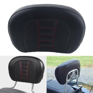 Imagem de FINMOKAL Almofada de encosto Sissy Bar para motocicletas e passageiros serve para Harley Touring Model 1997-Up Road King Electra Glide Street Glide Road Glide FLHT FLHX FLTR - Costura vermelha