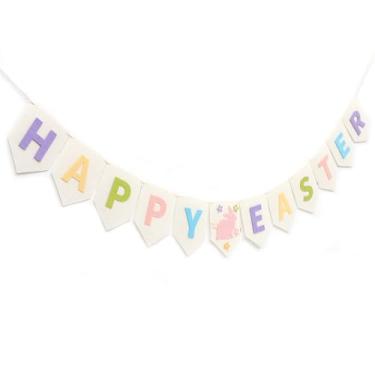 Imagem de Faixa de Feltro Feliz Páscoa - Guirlanda de Páscoa Feliz Pastel, Bunting de Coelhinho da Páscoa, Decoração de Páscoa para Cornija, Parede