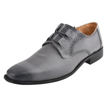 Imagem de Sapato social Liberty Derby masculino formal sem couro clássico com design de pisada e cadarço, Cinza, 9.5