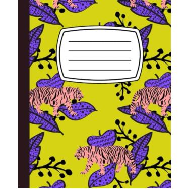 Imagem de Tiger Composition Notebook College Ruled: tiger pattern, | 7.5 x 9.25 inches, 120 pages |, Wide Lined Journal for Big Cat Lover, Cute Composition Notebook for School, Office & Home Use