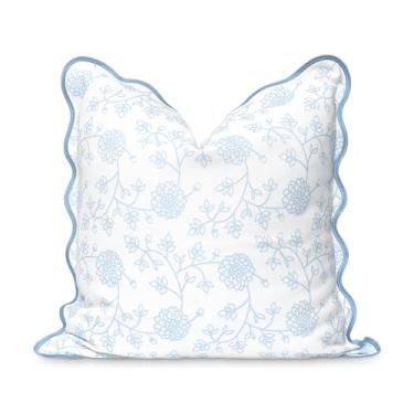 Imagem de Hofdeco Premium Capa de almofada recortada para pátio costeiro, ambientes internos e externos, 50,8 cm x 50,8 cm, repelente de água para quintal, sofá, estampa azul bebê dália floral