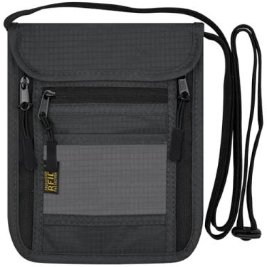 Imagem de sundee Conjunto de carteira de pescoço de viagem RFID – 1 pacote com suporte de passaporte com bloqueio de RFID e 1 pacote de etiqueta de bagagem de viagem para bolsas de bagagem/malas com etiqueta de