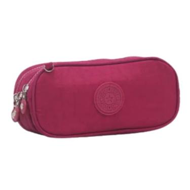 Imagem de Estojo Escolar Box, Grande, com 3 Compartimentos e 14 Elásticos, Feminino, Masculino, Zíper e Tecido Resistentes (Roxo)